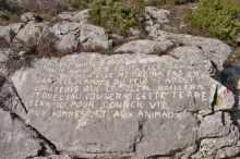 La Sainte Baume - Plan d'Aups - La pierre écrite se trouve en descendant du col du Fauge vers le col de l'Aigle
