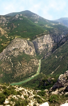 Aiguino lei fus - Aiguines - Le Verdon au gué de Meyreste vu depuis le col d'Illoire